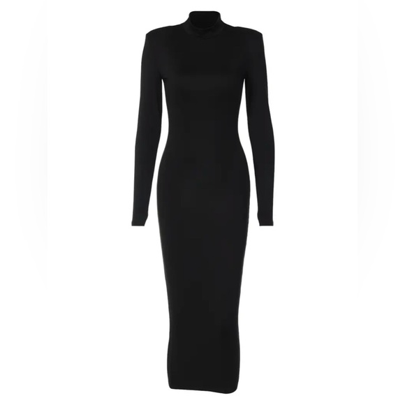 Black Long Sleeve Bodycon Midi Dress - Picture 6 of 9